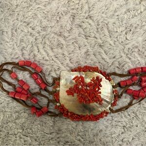 Coral Chip & Mother of Pearl Statement Belt